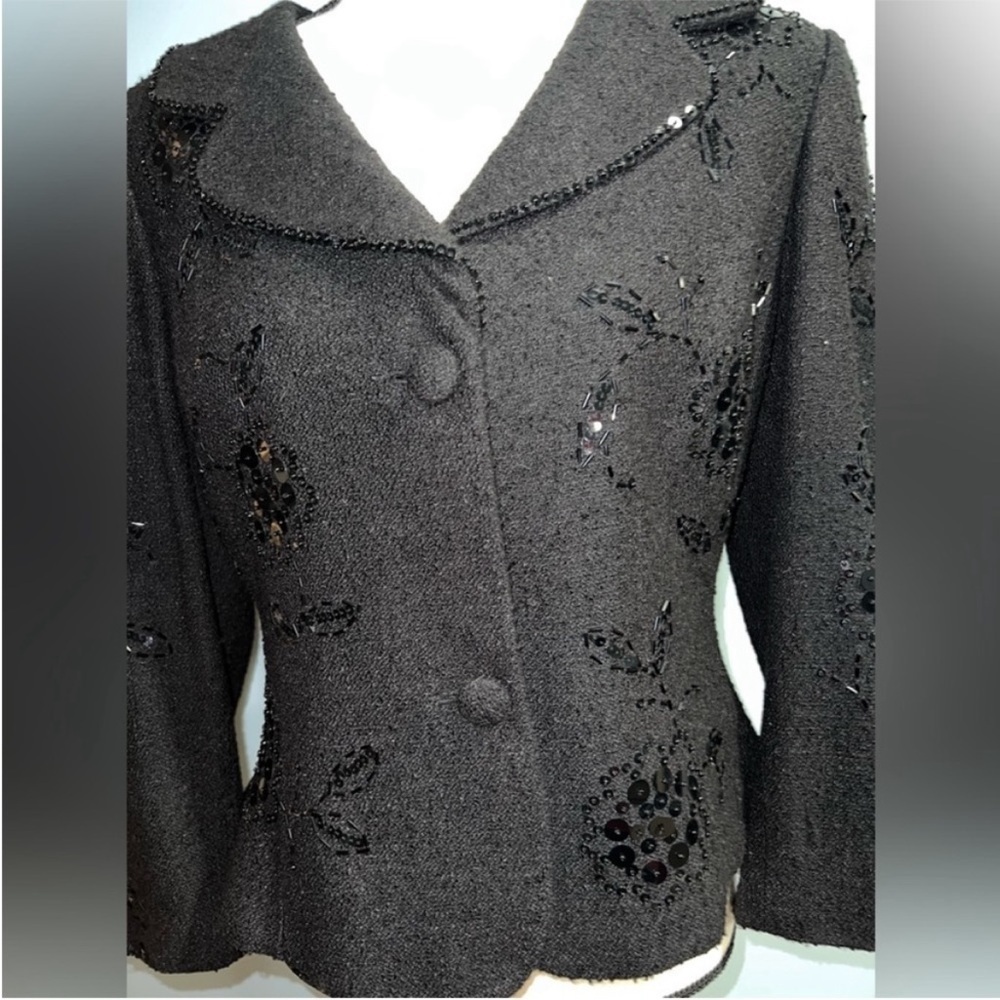 Anthracite- Floral sequin jacket - Picture 2 of 7